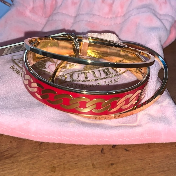 Juicy Couture Pam & Gela Red and Gold Bangle Bracelet Set Brand New - Picture 3 of 7
